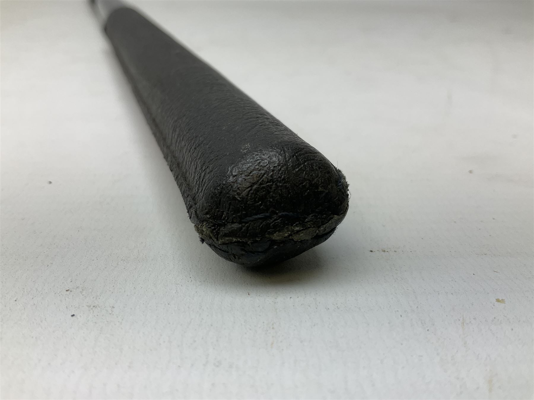 ‘The Metropolitan’ Police ebonised and black leather swagger stick, with combined whistle, 60cm