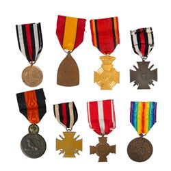 Eight European medals, comprising Imperial German Commemorative Medal, two German Hindenburg Cross, French Croix de la Valeur,  Belgium Inter-allied Forces Victory Medal, Belgium Commemorative medal, Belgium Yser medal and Belgium Long Service Medal   