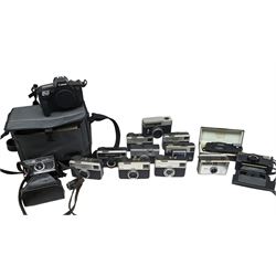 Canon EOS 650 camera, serial no 2122736, in carry case with some accessories, together with an Olympus XA2 camera and ten Kodak Instamatic cameras and two similar