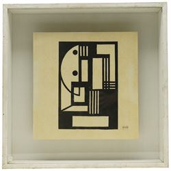 Lajos Kassák (Hungarian 1887-1967): 'Bildarchitektur' Abstract, monochrome lithograph signed with clipped signature laid onto paper 29cm x 29cm
Notes: a pioneering Hungarian avant-garde artist, writer and theorist, celebrated for his constructivist Bildarchitektur works that fused geometric abstraction with radical modernist ideals