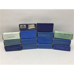 Hornby Dublo - nineteen goods wagons comprising 32040 Goods Van D1 (SR) in LMS stickered box, DR375 Goods Van D1 (GW), D303 Open Goods Wagon D1 (GW), 32044, 32076, 32052, 32021, 32074, 32056, 32065, DR379, 32070, 32020, DR373, two x 32075, High Sided Wagon D2 (LMS) in NE stickered box; all boxed; Tank Wagon D1 (Esso) and DR380 Meat Van D1; both in later unassociated boxes (19)