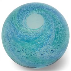 Malcolm Sutcliffe (British 1954-): Studio glass cameo bowl, the body mottled and speckled with shades of blue decorated with dolphins, etched signature, D10cm