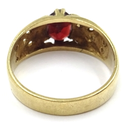  9ct gold garnet ring hallmarked  