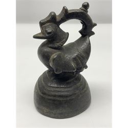 19th century graduating set of Burmese bronze opium weights, in the form of Hintha birds, tallest H11.5cm (8)