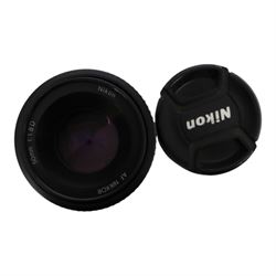 Nikon D800E camera body serial no. 6018204, with AF-S Nikon Nikkor 24-70mm 1:2.8E ED lens and battery charger, together with a Nikon AF Nikkor 50mm 1:1.8D lens