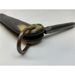 Early 20th century Royal Garrison Artillery Orkney army folding jack/clasp knife, the blade inscribed 'Orkney R.G.A.(T) and marked F. Newton Premier Sheffield, with blade and marlin spike and horn grips