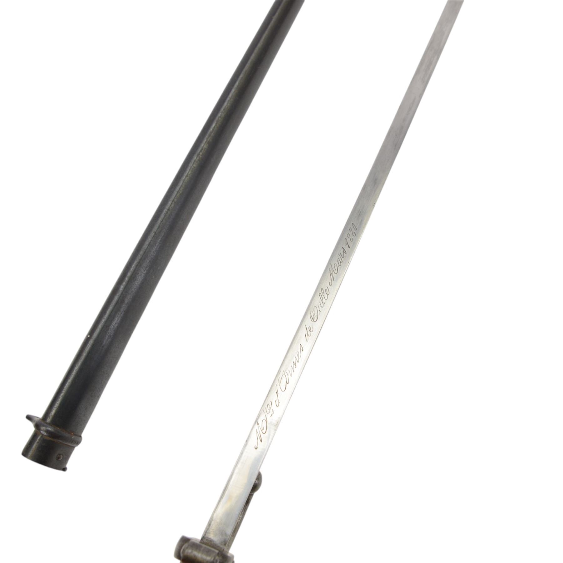 French chassepot bayonet the spine engraved, Mass 1880, overall L66cm