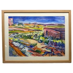 Freek van den Berg (Dutch 1918-2000): Continental Summer Landscape, watercolour signed 50cm x 70cm