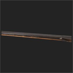 19th century percussion musket, the 76cm barrel with ramrod under, full walnut stock, overall L116cm
Sold as an exempt item under Section 58 (2) of the 1968 Firearms Act, to be held as a curiosity or ornament