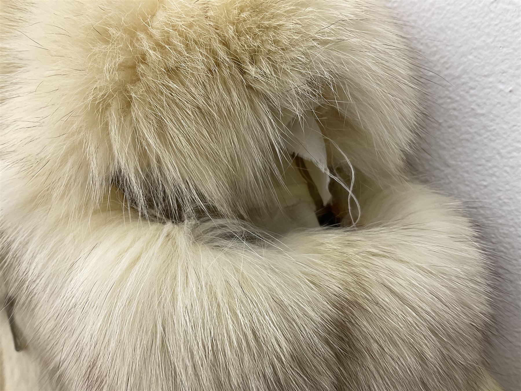 White Arctic Fox fur coat with loop fasteners 