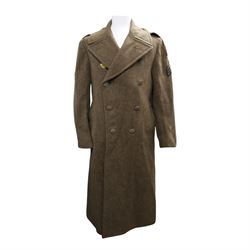 Army long wool jacket, with US Army WWII 82nd Airborne division patch, stamped inside 36R