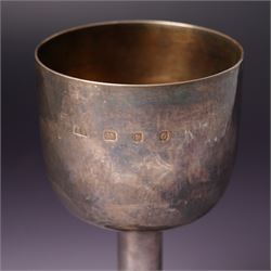 Silver goblet with tubular stem and circular foot H14cm London 1988 Maker Robert Welch