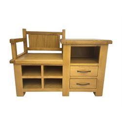 Late 20th century light oak telephone ta