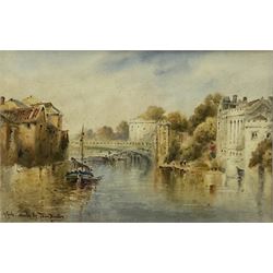 Thomas 'Tom' Dudley (British 1857-1935): Lendal Bridge York, watercolour signed 15cm x 24cm