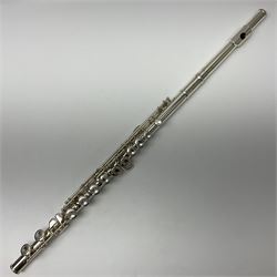 Yamaha 211, silver plated three-piece flute, serial no.844200; in fitted case with cleaning rod