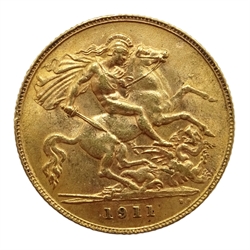  1911 gold half sovereign  
