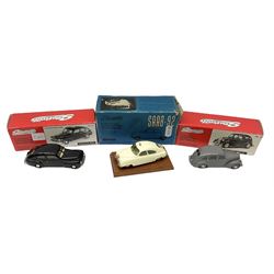 Somerville Models - three 1/43 scale Handcrafted Mastermodels comprising Saab - 92 (1950); No.121 Volvo PV 444A; and No.106 Standard Flying 12; all boxed (3)