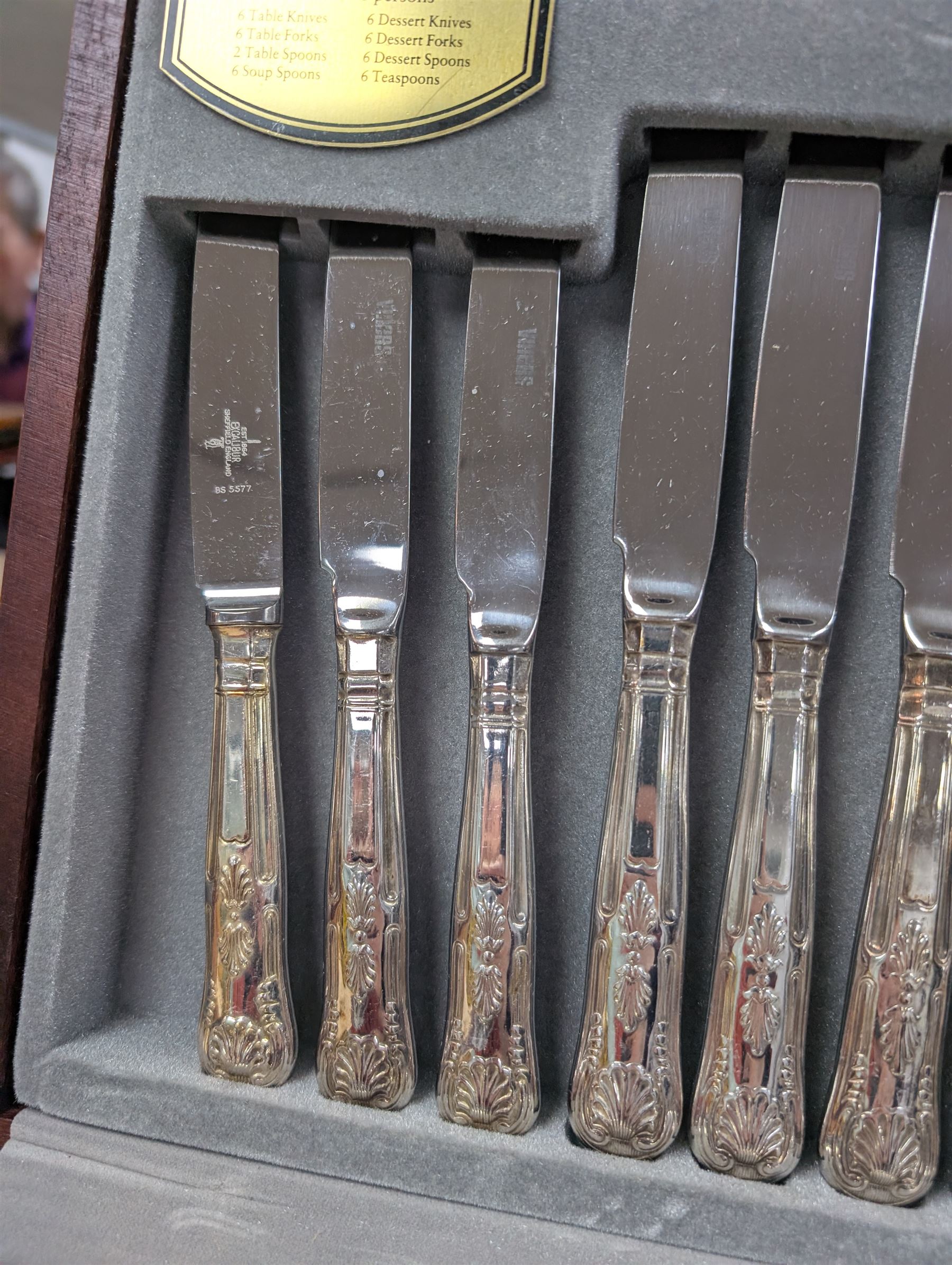 Viners King's Royale pattern canteen of silver plated cutlery for six place settings