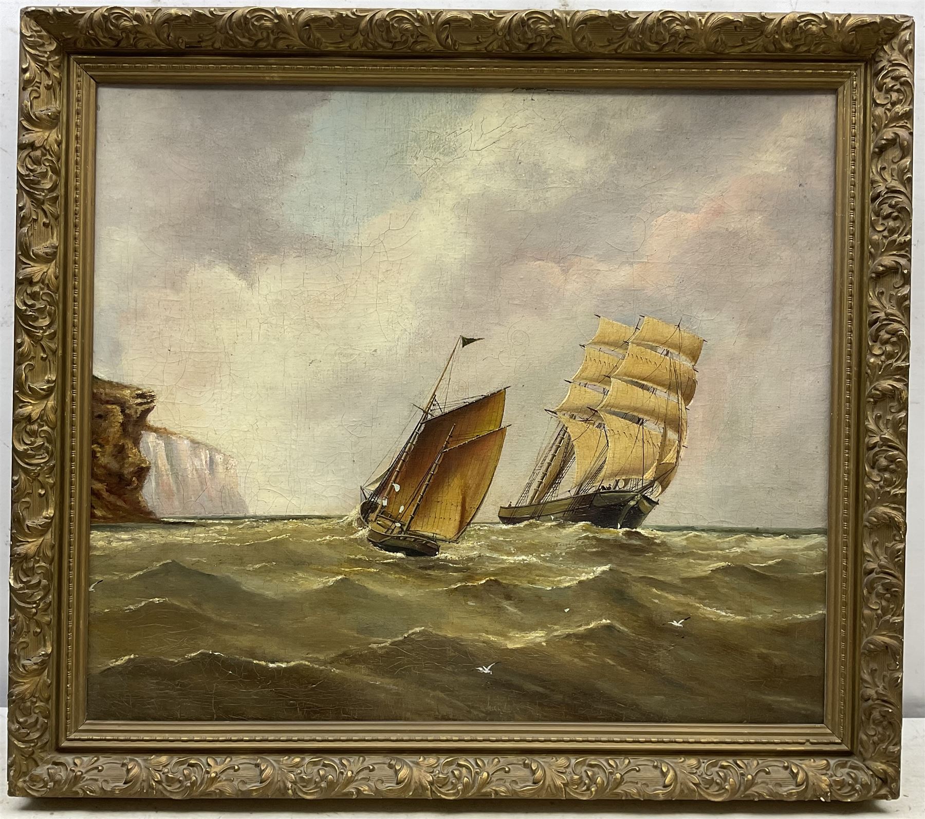 Edward King Redmore (Hull 1860-1941): Two Boats off the Coast, oil on board unsigned 47cm x 54cm