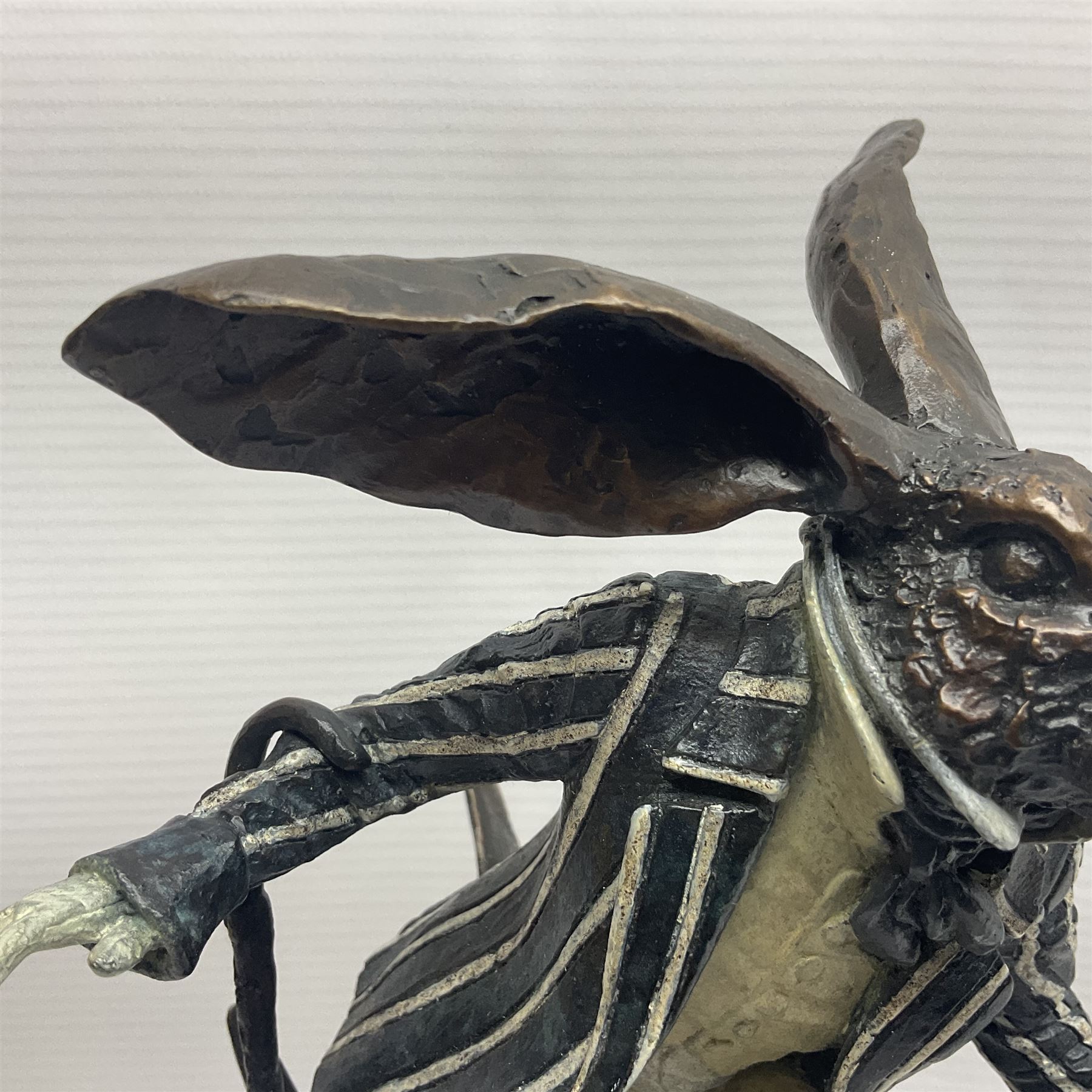 Rachel Talbot (British 1980-), Water Meadow Merriment, limited edition bronze sculpture, modelled as a hare in boating attire, upon a polished marble base, H37cm