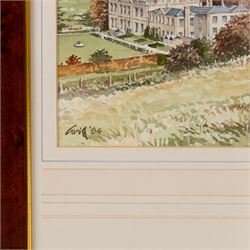 George 'Griff' Griffiths (British 1939-2017): 'Hackness Church from Hackness Park' 'Hackness Hall Lake Towards Langdale End' and 'Hackness Hall', triptych of watercolours signed Griff and dated '94, max 26.5cm x 54cm (3)