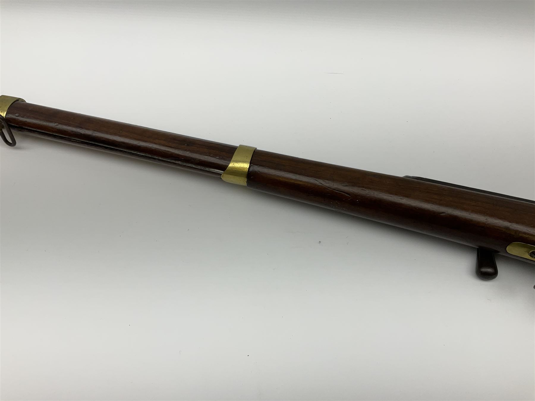 French Model 1866 Chassepot 11mm bolt-action needle fire rifle, the 70.5cm barrel stamped with various proof marks, the action inscribed 'Manufacture D'Armes St. Etienne Mle 1866-74', walnut full stock with brass mounts, stock stamped 8798, under barrel ramrod and two sling swivels L117cm