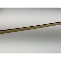 French Mirecourt violin c1920s with 36cm one-piece maple back and ribs and spruce top, labelled Jermone Thibouville-Lamy, L59cm, in fitted carrying case with German bow and 1984 valuation certificate by Frome Valley Music