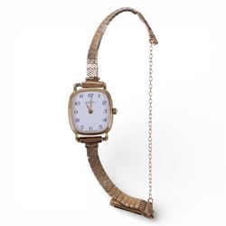 Zenith gold-plated quartz wristwatch, on 9ct gold bracelet, hallmarked