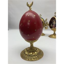 Franklin Mint House of Faberge three collectors eggs, comprising Madonna and Child, The Shepherds Gift and Glorious Adoration 