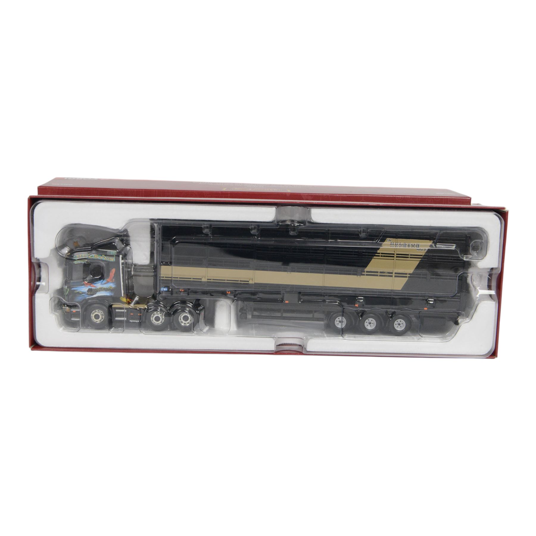 Two Corgi Hauliers of Renown 1:50 scale diecast model lorries, comprising CC14025 Volvo FH Flat Bed & Load RJ & I Monkhouse Ltd and CC13734 Scania R Houghton Parkhouse 'The Professional' Livestock Transporter, both boxed