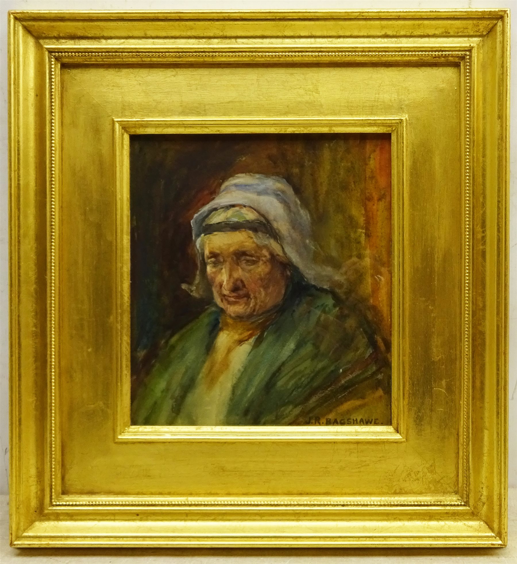 Joseph Richard Bagshawe (Staithes Group 1870-1909): Portrait of an Old Lady, watercolour signed 23cm x 21cm