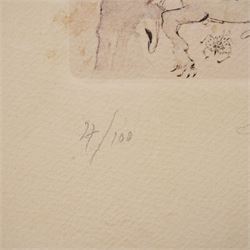 Salvador Dali (Spanish 1904-1989): 'Athena', drypoint etching in colours signed and numbered 4/100 in pencil 30cm x 21cm with full margins (unframed)