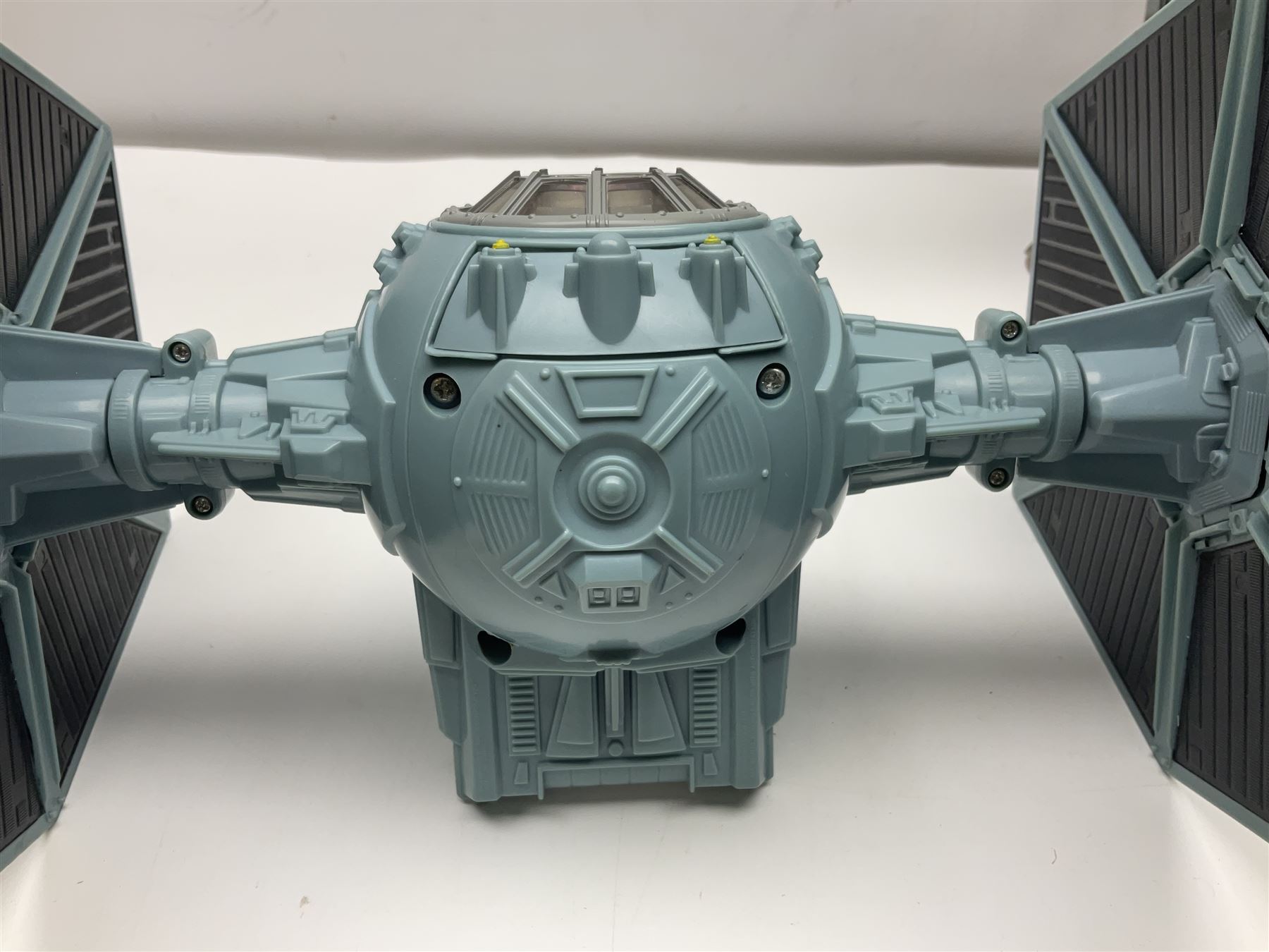 Star Wars - four space/land vehicles comprising Millenium Falcon with hinged top and figures; TIE Fighter; X-Wing Fighter with pilot; and AT-ST 'Chicken Walker' transporter; all unboxed (4)