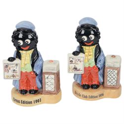 Two Carlton Ware limited edition Golly newspaper vendors, comprising Bicycle Club Edition 1896, limited edition 5/10 and Circus Edition 1903 limited edition 7/10