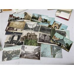 Large quantity of Edwardian and later postcards and paper ephemera, mainly topographical including real photographic street scenes, shop front, traction engine etc
