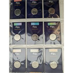 Queen Elizabeth II United Kingdom 2018 A to Z ten pence coin collection, with completer medallion, on Change Checker cards