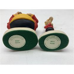 Thirteen Robert Harrop figures from the Beano Dandy collection, comprising Yo-Yo Collectors Piece 1996, Desperate Dan BD03, Cuthbert Cringeworthy BD08, Teach BD06, 'Erbert BD14, Toots BD12, Winston BD17, Fatty BD07, Dennis The Menace BD01, Dennis the Menace Fishing BD806, Sydney BD13, Wilfrid BD15 and Plug BD11