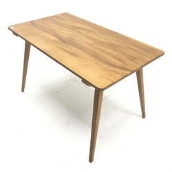 Ercol elm rectangular dining table, square tapering outsplayed supports, W117cm, H72cm, D66cm