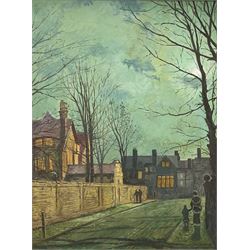 Robert Wood (British 20th century) after Atkinson Grimshaw: Moonlight Street scenes, two oils on board signed and dated (19)94/97, 46cm x 37cm (2)