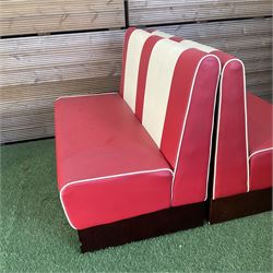 Job lot of American diner furniture, including stools, stainless steel tables, Set of six of american diner style two seater leather diner benches and other - THIS LOT IS TO BE COLLECTED BY APPOINTMENT FROM DUGGLEBY STORAGE, GREAT HILL, EASTFIELD, SCARBOROUGH, YO11 3TX