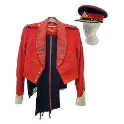 York and Lancaster Regimental mess uniform of jacket and trousers; together with Royal Artillery peaked cap