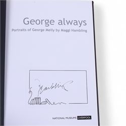 Four signed Maggi Hambling books, comprising George Always, War Requiem & Aftermath, Henrietta Moraes Drawings by Maggi Hambling and An Eye Through a Decade, together with nine signed Maggi Hambling postcards