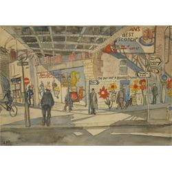Charles Herbert 'Charlie' Rogers (Newcastle 1930-2020): Street Scene, watercolour and ink signed and dated 1968, 24cm x 34cm