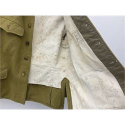 Japanese Type 38 winter tunic, the lining stamped with various Japanese character marks