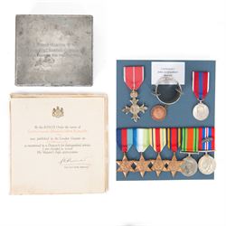 WWII Medal group awarded to Commander John Cecil Gilbert Martin, Royal Navy; OBE, 1939-194...