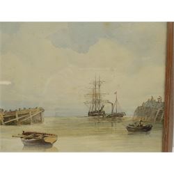English School (19th century): Harbour Mouth, watercolour possible signature lower left 35cm x 53cm