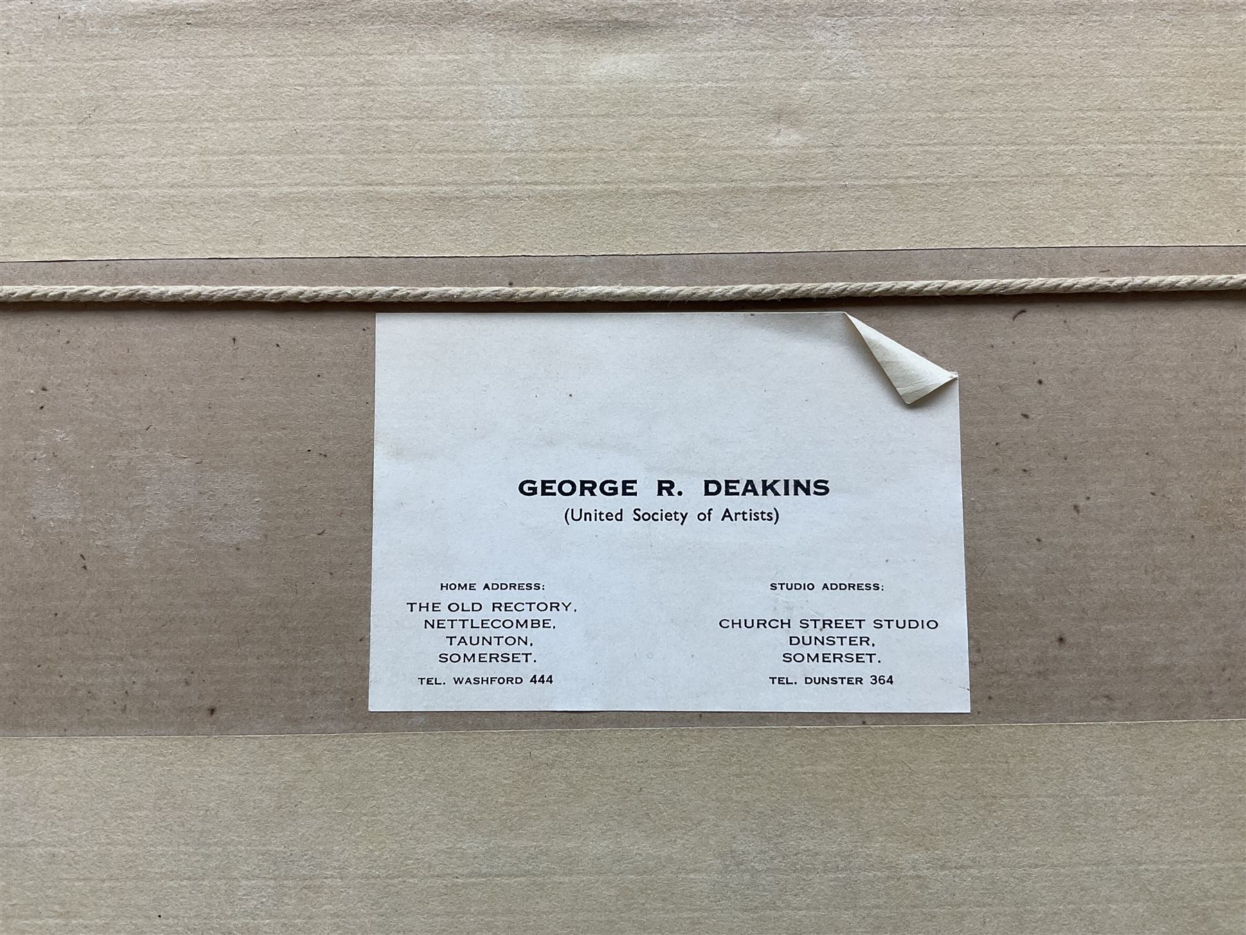 George Richard Deakins (British 1911-1982): Boats at Sunset, oil on board signed 14cm x 45cm 