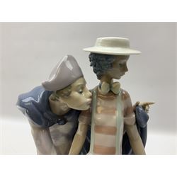 Lladro Carnival Companions, modelled as a male and female clown, with original box, no 6195, year issued 1995, year retired 1998, H31cm
