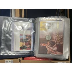 Approximately one hundred and fifteen Royal Mint coin covers, in two ring binder folders and loose, together with approximately 53 grams of Great British pre-1920 and approximately 68 grams of Great British pre-1947 silver threepence coins, and a small quantity of further pre-decimal coins