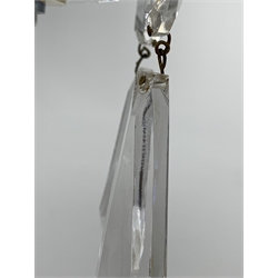 A 20th century Waterford crystal chandelier, the central baluster stem with domed corona, supporting five curved branches with drip pans hung with pendant droplets, approximately H59cm 